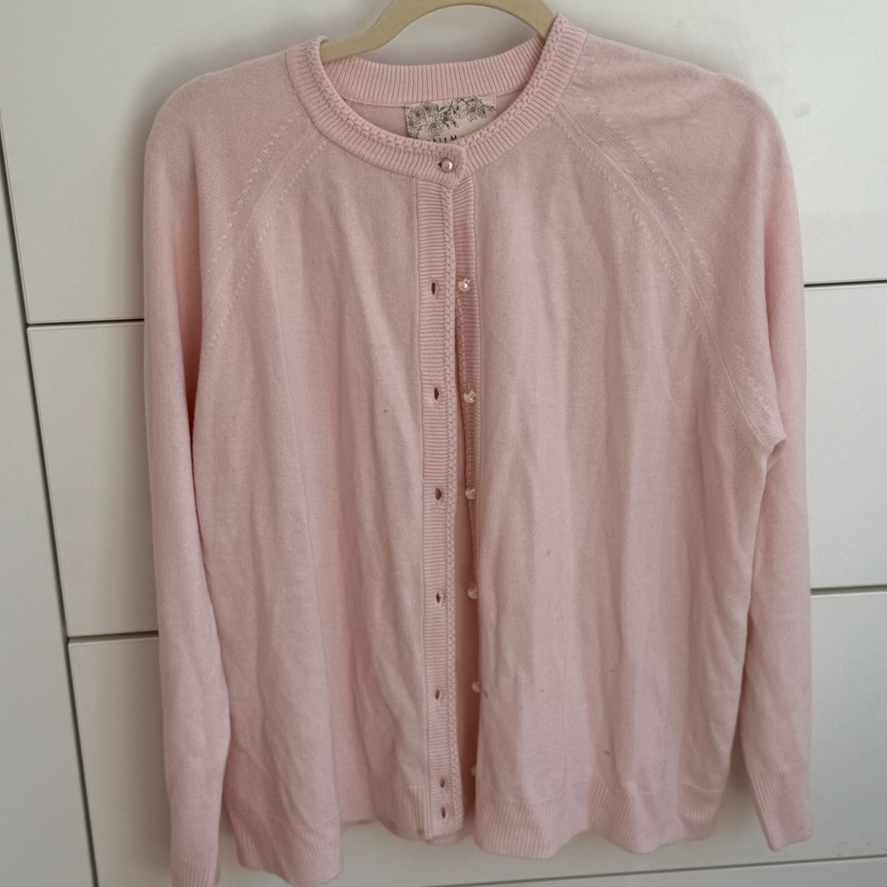 Debbie Morgan Pale Pink Button-Front Knit Cardigan